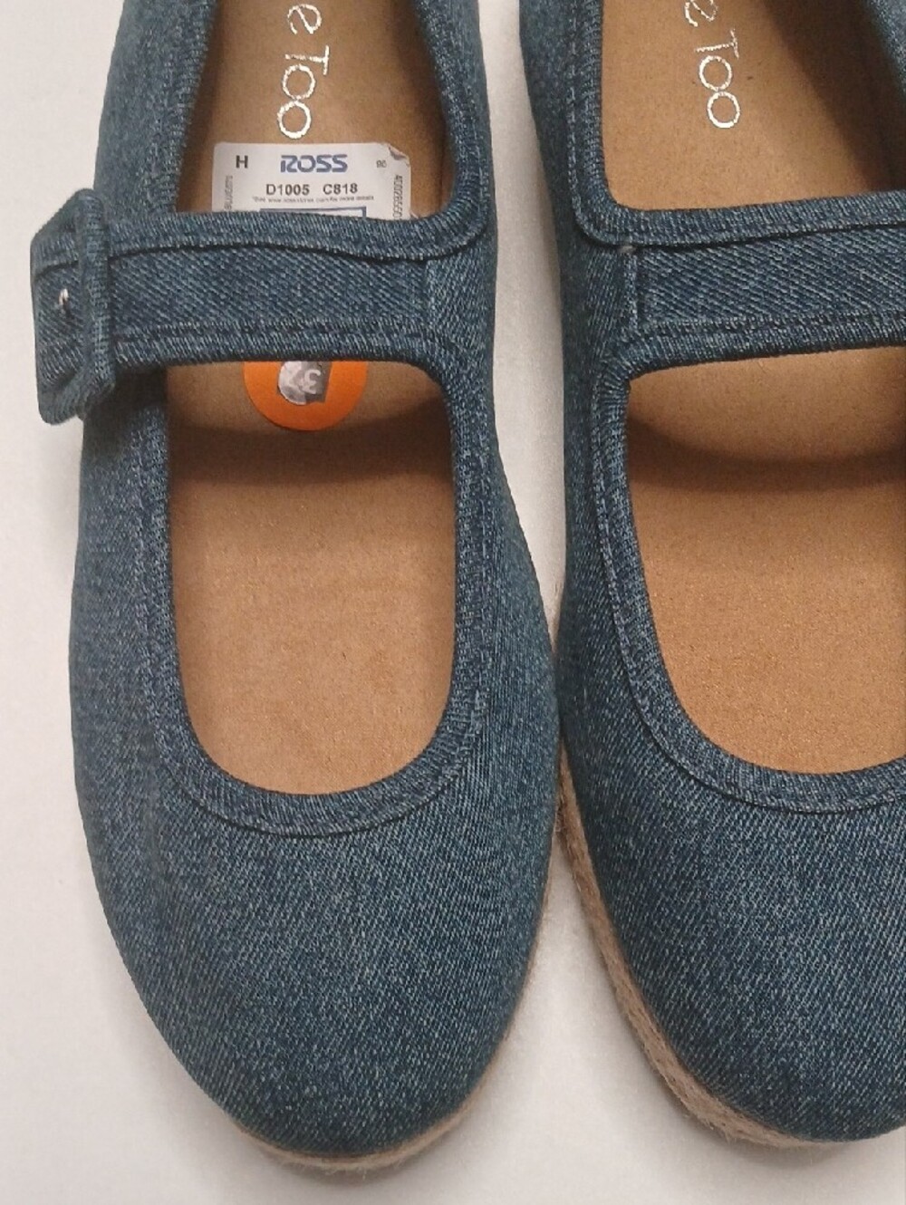 me too Denim Mary Jane Espadrille in Blue with Braided Rope Platform - Picture 2 of 7